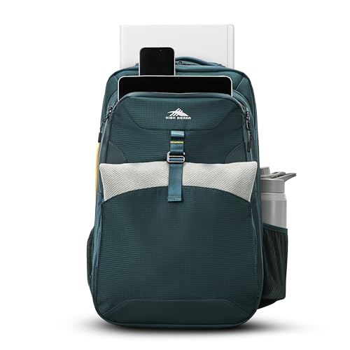 High Sierra Hi-Life 3-in-1 Convertible Backpack - Features Removable Daypack, Stack-It Strap, Adjustable Sternum Strap, Fleeced Pocket For Scratch Protection, Dual Water Bottle Pockets - Green/Yellow