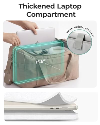 BAGSMART Travel Duffel Bags with Dividers, 32L Gym Duffle Bag with Laptop Compartment, Carry On Weekender Overnight Bag, Shoe Bag, PVC Wet Pocket, Pink