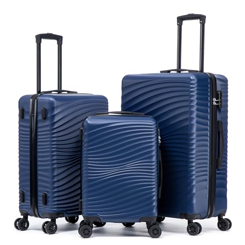 Rosamo Luggage Sets 3 Piece, ABS Suitcase Set (20/24/28), Hardside luggage with Spinner Wheels, Travel Luggage,14x8x9 Airline Approved Carry on, Lightweight Luggage with High-Security Lock