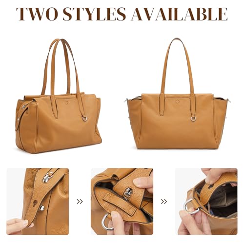 S-ZONE Leather Tote Bag for Women Large Shoulder Bags Crossbody Handbag Work Purse Travel Trip