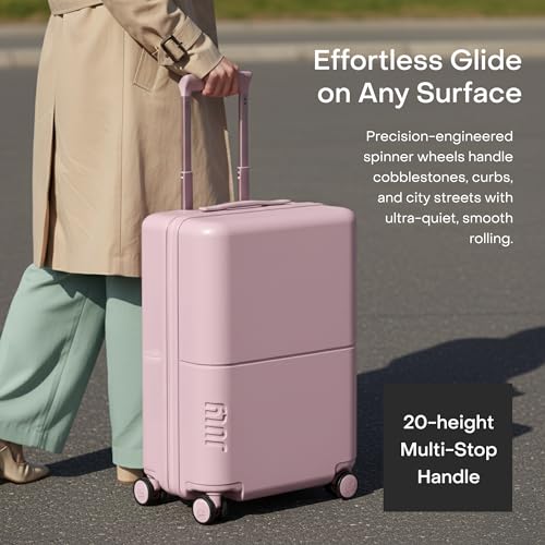 July Carry On Essential - 20" Airline Approved Carry On Luggage with Wheels, Travel Suitcase for Men & Women - Premium Rolling Suitcase, TSA Lock, Polycarbonate Shell, Spinner Wheels - Blush Pink