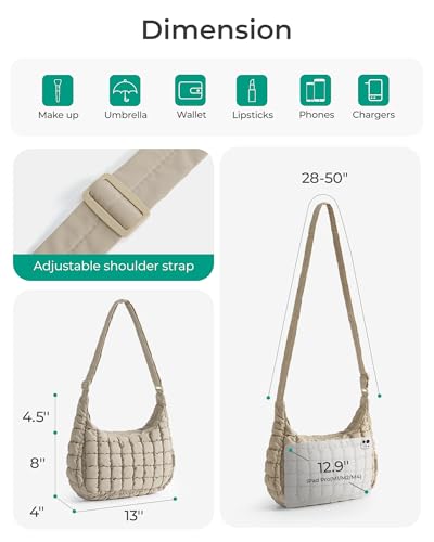BAGSMART Quilted Crossbody Bags for Women Lightweight Puffer Purse Shoulder Hobo Bag for Daily Use Travel Essentials