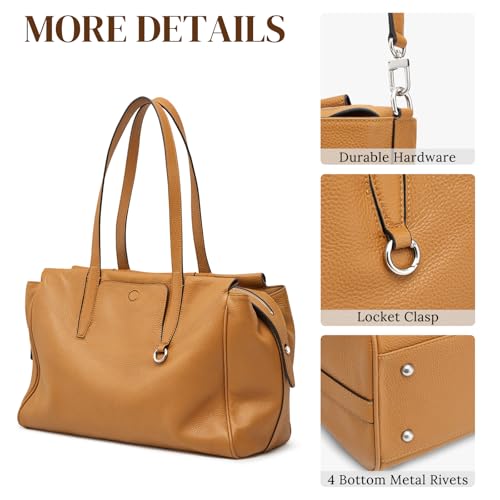 S-ZONE Leather Tote Bag for Women Large Shoulder Bags Crossbody Handbag Work Purse Travel Trip