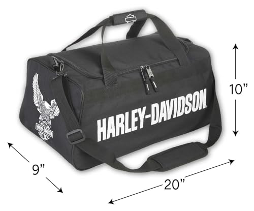 Harley-Davidson Eagle U-Shaped Zipper Rugged Graphic Duffel Bag – Black