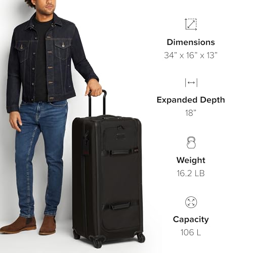 TUMI - Alpha Tall 4-Wheeled Duffel Packing Case - Hybrid Travel Suitcase with Integrated Shelving - Black