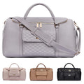 Monaco Travel Duffel Bag by Luli Bebe - Womens Designer Vegan Leather Weekender Bag, Top Carry on Luggage (Stone Grey)