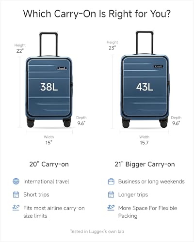 LUGGEX Carry On Luggage Top Opening, FLA Aluminum Frame Trunk Style Luggage, Polycarbonate Hard Shell Suitcase (FX-Enhance, Charcoal Metallic, 20 Inch, 38L)