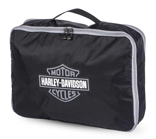 Harley-Davidson 3PC Expandable Packing Cube Set, Bar & Shield Logo- Black/Silver