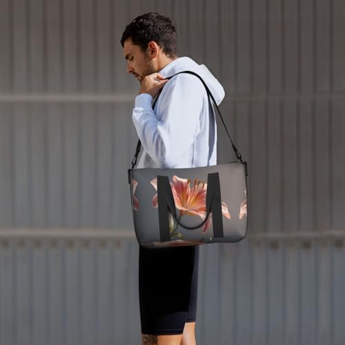 Blooming lilies Printed Travel Bag Large Gym Tote, Weekend & Business Trip Crossbody Shoulder Bag, Lightweight