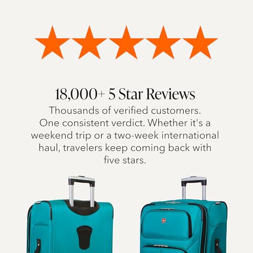 SWISSGEAR Sion Softside Expandable Spinner Luggage Durable Lightweight Travel Suitcase, Teal, Checked-Medium
