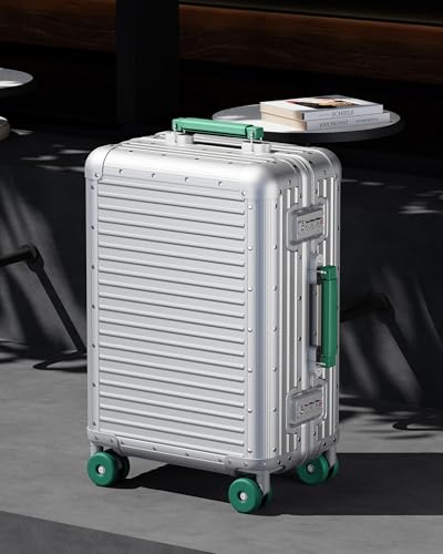 Varyleap All Aluminum Carry On Luggage 22x14x9 Airline Approved, Zipperless Aluminum Suitcase, Hard Shell Carry On Luggage with TSA Lock, Spare Wheels. (Silver, 20inch)