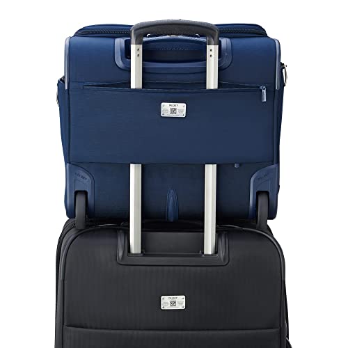 DELSEY PARIS Helium DLX Softside Luggage Under-Seater with 2 Wheels, Navy Blue, Carry on 16 Inch