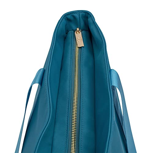 Badgley Mischka Uncomplicated Nylon Weekender Travel Bag, Lightweight Duffel Tote for Women, Carry On Overnight Bag (Aqua)