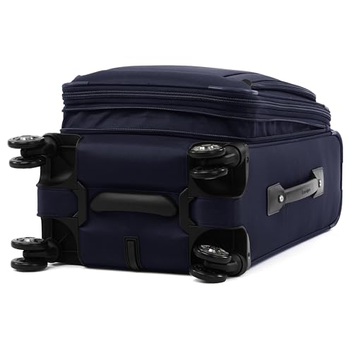 Travelpro Platinum Elite Softside Expandable Carry on Luggage, 8 Wheel Spinner Suitcase, USB Port, Suiter, Men and Women, Dark Blue, Carry On 21-Inch