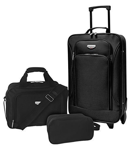 Travelers Club Euro 3-Piece Carry-On Luggage Set, Black