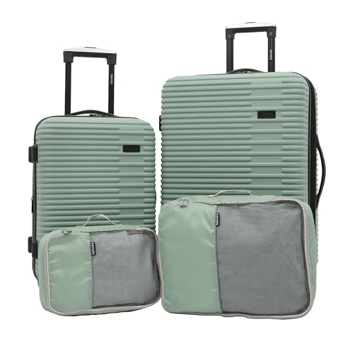 kensie Women's Hillsboro Luggage & Travel Bags Set, Green Granite, 4 Piece Set