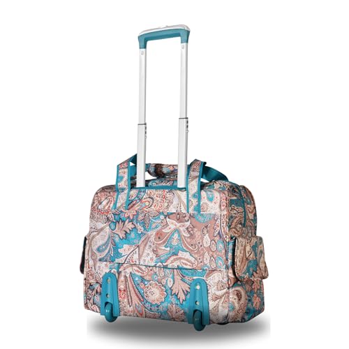 Olympia U.S.A. Deluxe Lightweight Rolling Overnighter Case Overnight Laptop Bag Weekender Travel Carry-On Suitcase Luggage with Wheels and Adjustable Push-Down Handle