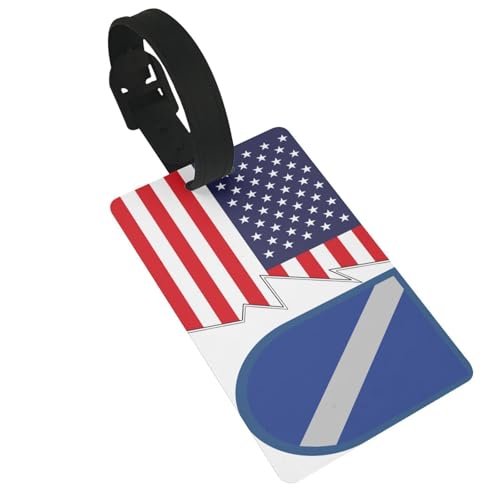 Former Us Army 17th Aviation Brigade-Pathfinder Platoon Beret Flash and America Luggage Tags for Suitcases Travel Tags ID Labels for Women Men Travel Bag Luggage Accessories