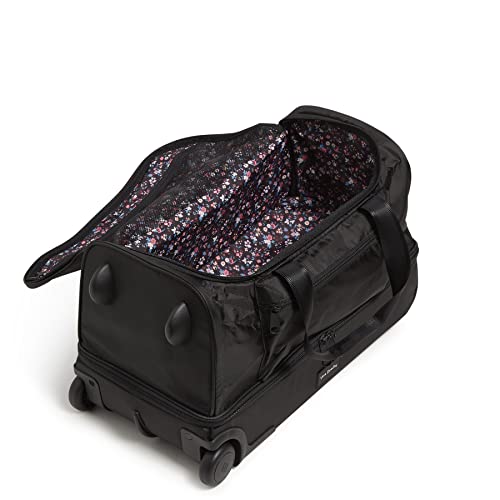Vera Bradley Women's Recycled Ripstop Foldable Rolling Duffel Bag, Black, One Size
