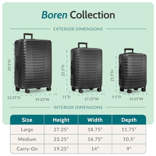 U.S. Traveler Boren Polycarbonate Hardside Rugged Travel Suitcase Luggage with 8 Spinner Wheels, Aluminum Handle, Carry-on 22-Inch, USB Port, Black