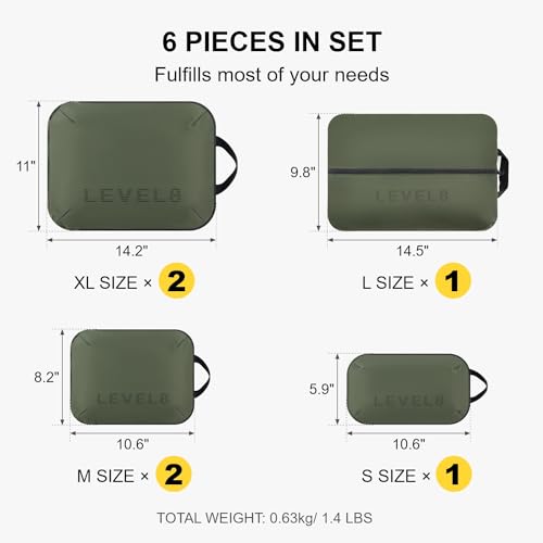LEVEL8 Luminous 28 Inch Navy Luggage with 6 Set Packing Cubes