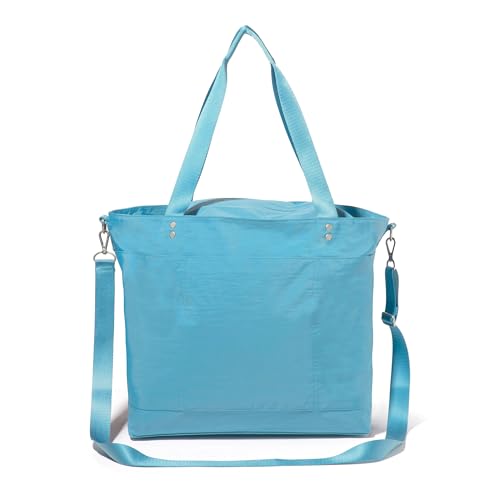 Large Carryall Tote Bag for Women - Lightweight Nylon Zipper Top Weekender Travel Beach Bag Personal Item w/Luggage Sleeve