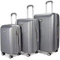 Badgley Mischka Snakeskin 3 Piece Expandable Luggage Set, Silver