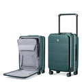 Hanke Wide Handle Luggage, 24 Inch Suitcase with Front Pocket, Top Open PC Hard Shell Suitcases with Spinner Wheels,Trunk Style Zipperless Aluminum Luggages Large Checked In(Blackish Green, 69L)