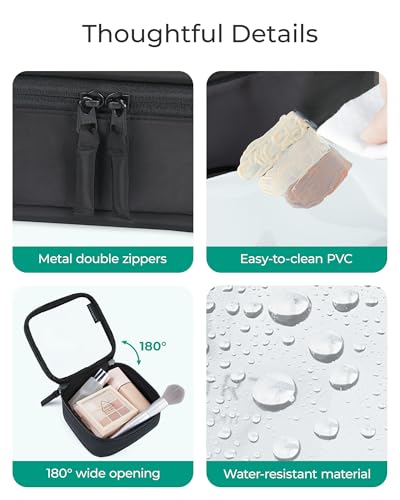 BAGSMART Mini Clear Makeup Bag for Women Portable Travel Toiletry Bag, Cute Small Water-ResistantCosmetic Bag TSA Approved Clear Makeup Case Pouch with Zipper for Car Essentials(Black)