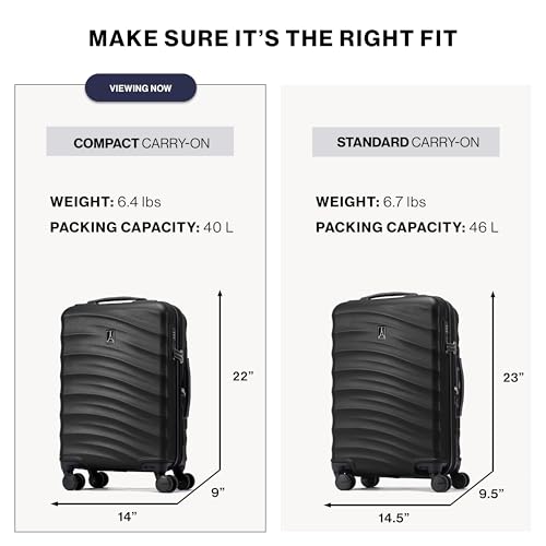 Travelpro Maxlite Air V2 Hardside Expandable Carry on Luggage, 8 Spinner Wheels, Lightweight Hard Shell Suitcase, TSA lock, Black, Compact Carry On 19-Inch