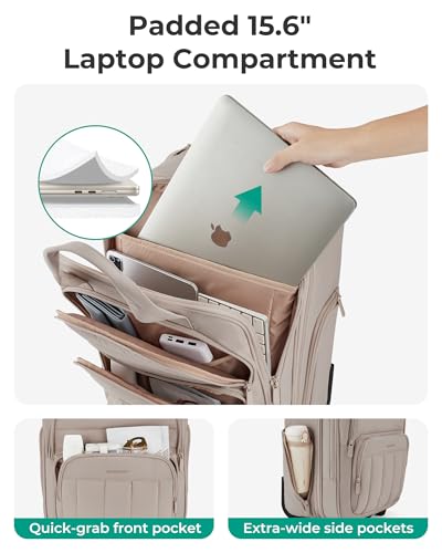 BAGSMART Small Underseat Carry on Luggage with Wheels, 16 inch Small Under Seat Luggage, Lightweight Travel Suitcase for Women, Brown