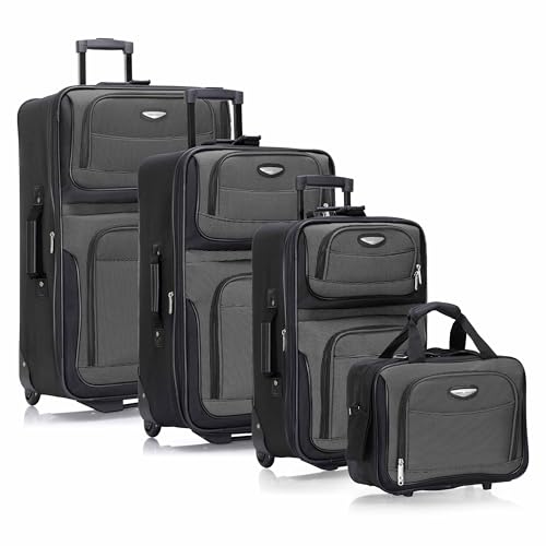 Travel Select Amsterdam Softside Expandable Luggage with Rolling Wheels, Gray, 4-Piece Set (15/21/25/29)