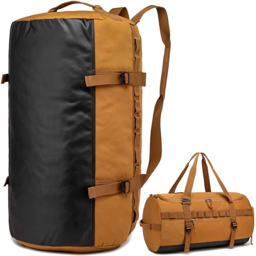 Lyweem 60L Duffle Bag for Men Travel Duffel Bag Large Size for Women Weekender Overnight with Shoes Compartment Multifunctional Gym Bags, Brown