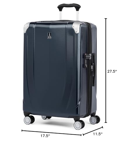Travelpro Pathways 3 Hardside Expandable Luggage, 8 Spinner Wheels, Lightweight Hard Shell Suitcase, Checked Medium 25 Inch, Royal Blue
