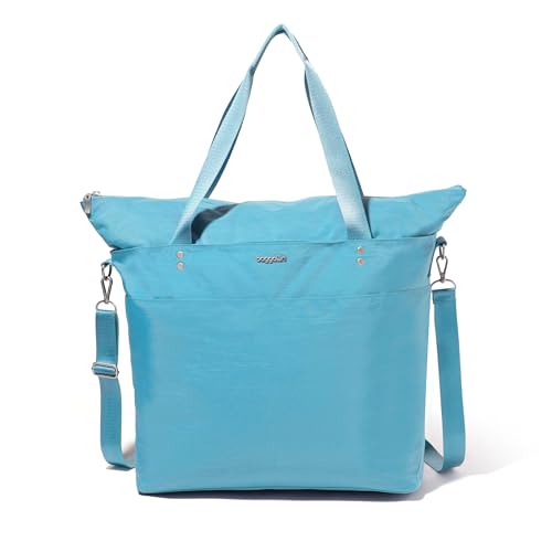 Large Carryall Tote Bag for Women - Lightweight Nylon Zipper Top Weekender Travel Beach Bag Personal Item w/Luggage Sleeve