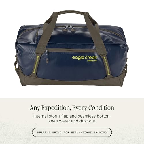 Eagle Creek Migrate 60L Duffel Bag – Lightweight, Durable Travel Duffel – Weather-Resistant Fabric – Comfortable Shoulder Straps - Rush Blue