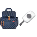 Skip Hop Diaper Bag Backpack: Forma, Multi-Function Baby Travel Bag with Changing Pad & Stroller Attachment, Navy & On-The-Go Wipes Dispenser, Grab & Go, Grey