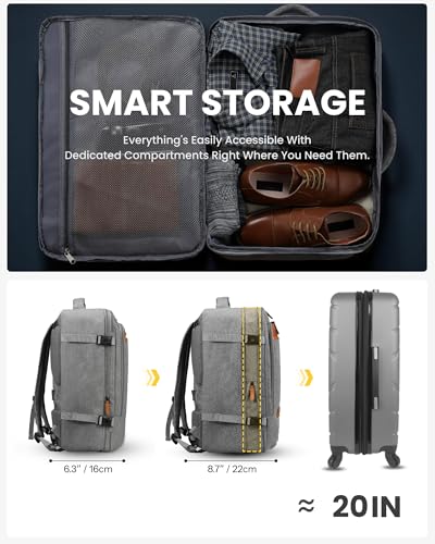 LUGGEX Carry On Backpack and 6 Set Compression Packing Cubes for Luggage Bundle – Travel Essentials