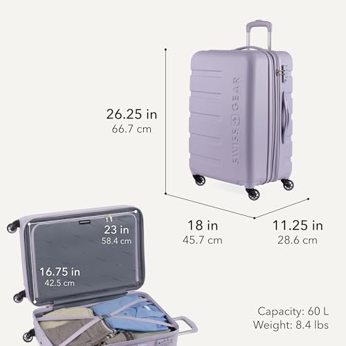 SwissGear 7366 Signature Hardside Expandable Luggage with Spinner Wheels, TSA Lock, Evening Haze, Checked-Medium 23-Inch