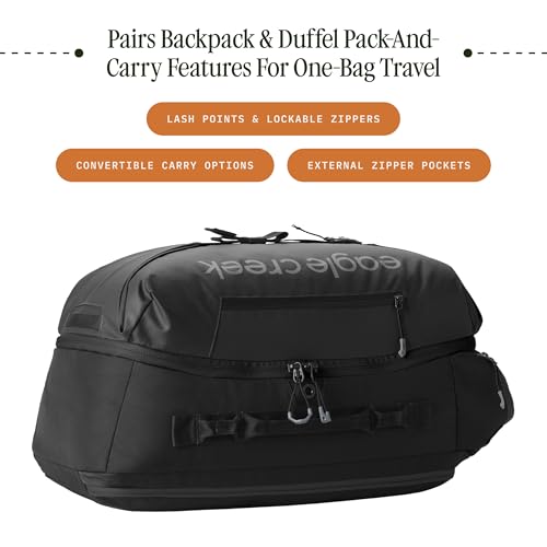 eagle creek Tour Travel Pack 55L – Lightweight Backpack with Expandable Storage, Laptop Compartment - Has Travel-Ready Features for Global Adventures - Black