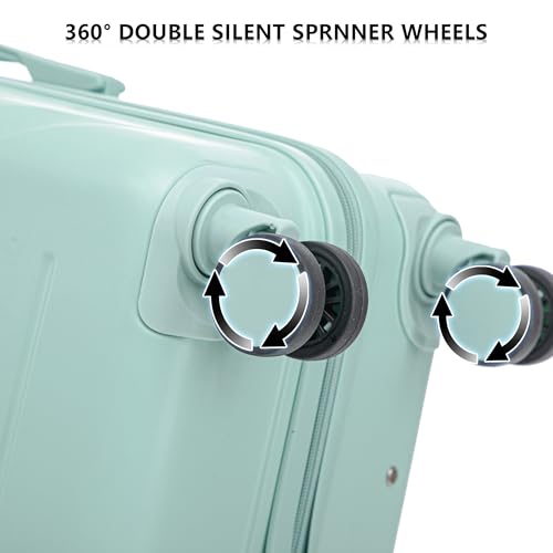 Merax Luggage Sets 3 Piece, Hardshell Suitcase with Lock Double Spinner Wheels, Green, 20/24/28 Inch