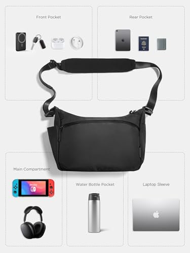 ALPAKA Flight Satchel 11L Messenger Crossbody Bag for Men and Women, Commuting, Business Travel, Daily Carry, Fits 12.9 Inch Tablet, Weatherproof Axoflux 210D Ripstop Nylon, Black