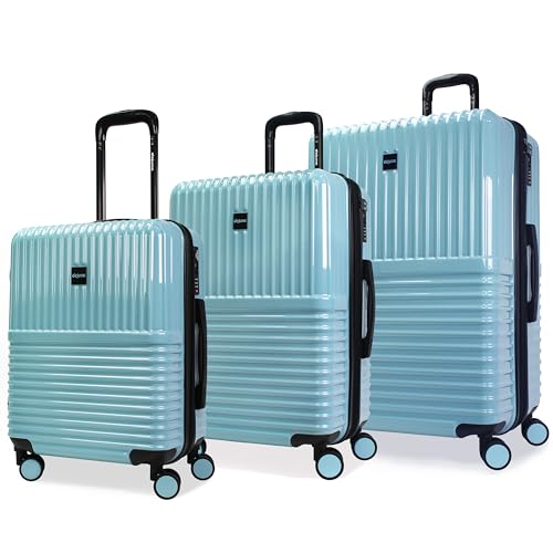 World Traveler Dejuno Tonal 3-Piece Polycarbonate Lightweight Hardside Expandable Spinner Luggage Set with TSA Lock - Glacier