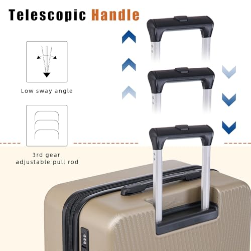 Eeeza Expandable Luggage Sets 5 Piece,Suitcases with Detachable Wheels,ABS Hard Case Luggage with TSA Lock Spinner Wheels,Carry On Luggage Set