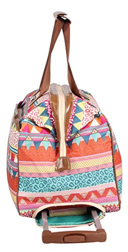 Lily Bloom Pattern 22 Inch Duffel Bag with 2-Rolling Wheels, Weekender Overnight Travel Lightweight Carry-On Suitcase For Women