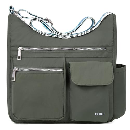 CLUCI Purses for Women, Anti Theft Crossbody Bags for Woman Travel, Water-Resistant Nylon Shoulder Handbags-Multiple Pockets