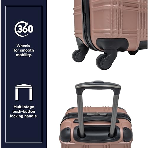 Ben Sherman Nottingham Lightweight Hardside 4-Wheel Spinner Travel Luggage, Rose Gold, 20-Inch Carry On