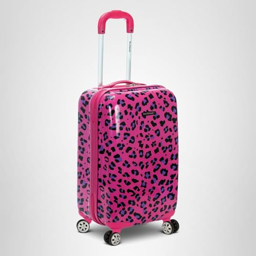 Rockland Safari Hardside Spinner Wheel Luggage, Carry-on 20", Magenta Leopard