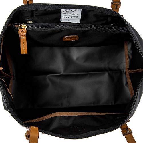 Bric's X-Collection Sportina Large 3-in-1 Tote Bag - Water-Resistant Recycled Nylon Travel Carry-On Bag with Adjustable Strap and Luggage Pass-Through - Detachable Pouch Included - Black