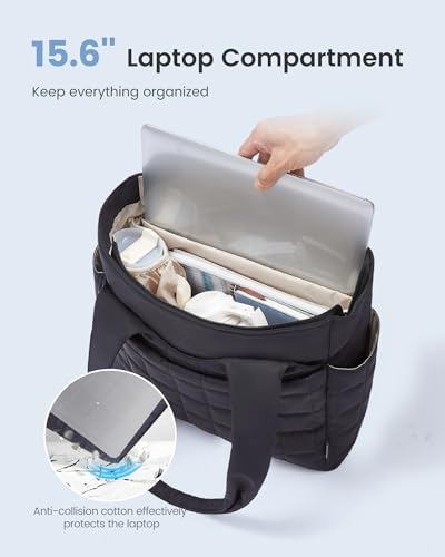 LOVEVOOK Tote Bag for Women, Lightweight Puffer Tote Bag with Compartments Quilted Shoulder Bag for Travel Work Teacher Nurse